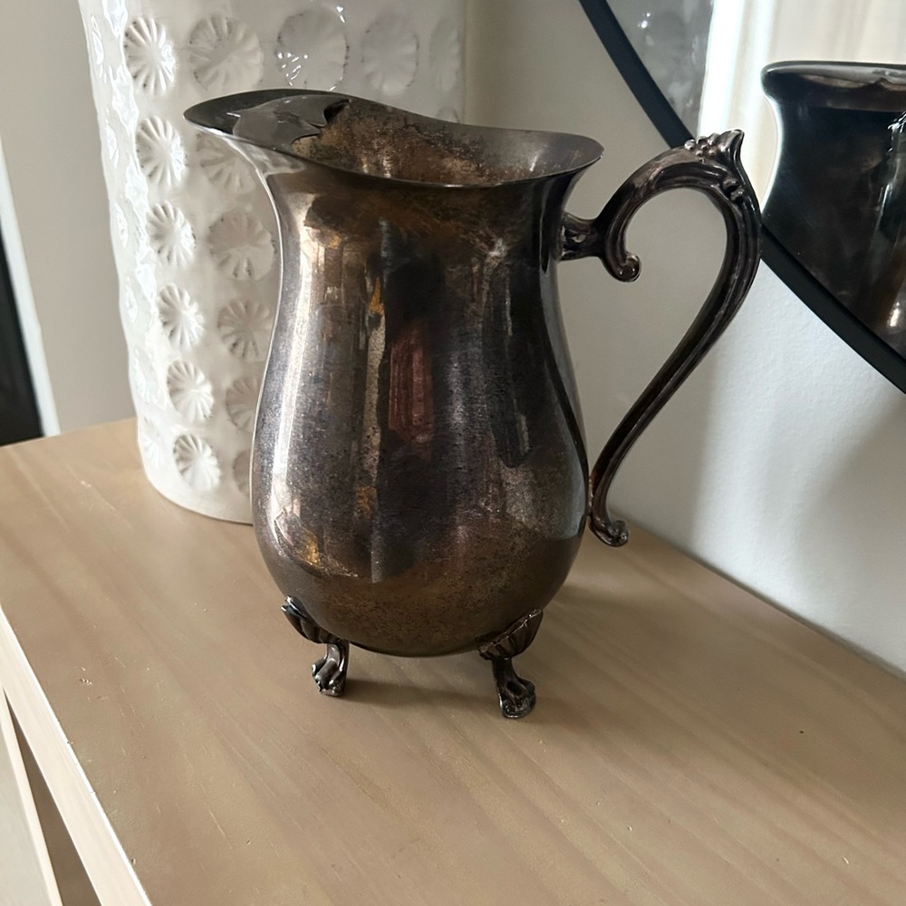 Vintage Leonard Silver-Plated Water Pitcher with Ice Lip & Claw Feet